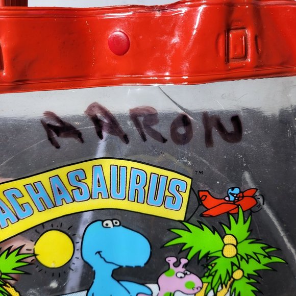 Vintage 1987 Talking Tops Beachasaurus Blue Dinosaur Bag with Snap Closure - Picture 4 of 9